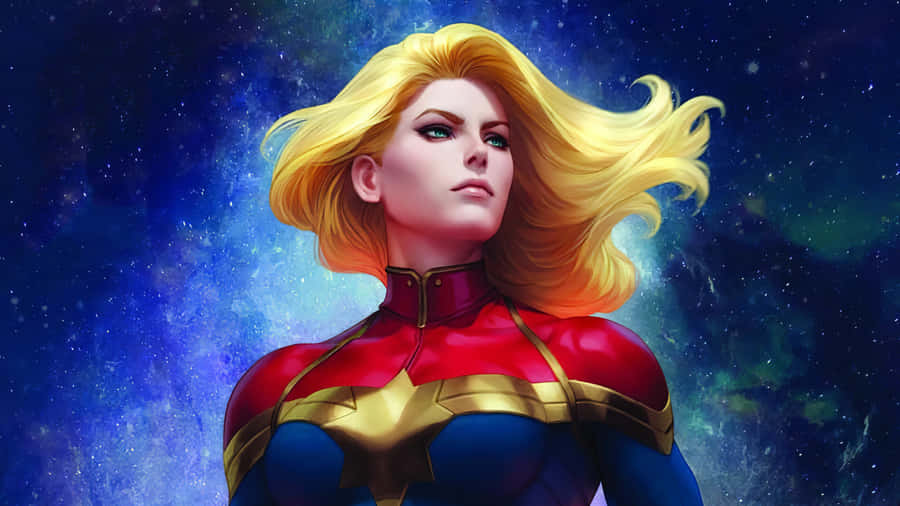 Superhero Captain Marvel Takes Flight Wallpaper