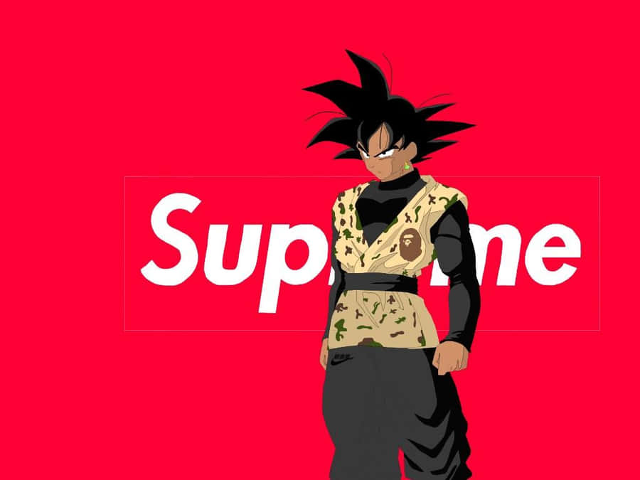 Supreme Drip Logo With Son Goku Wallpaper