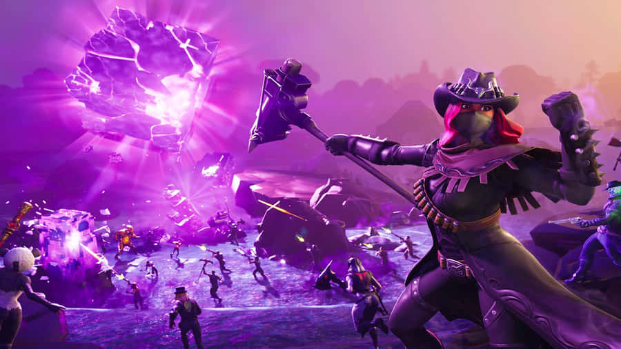 Survive And Thrive In Fortnite With The Purple Set Wallpaper