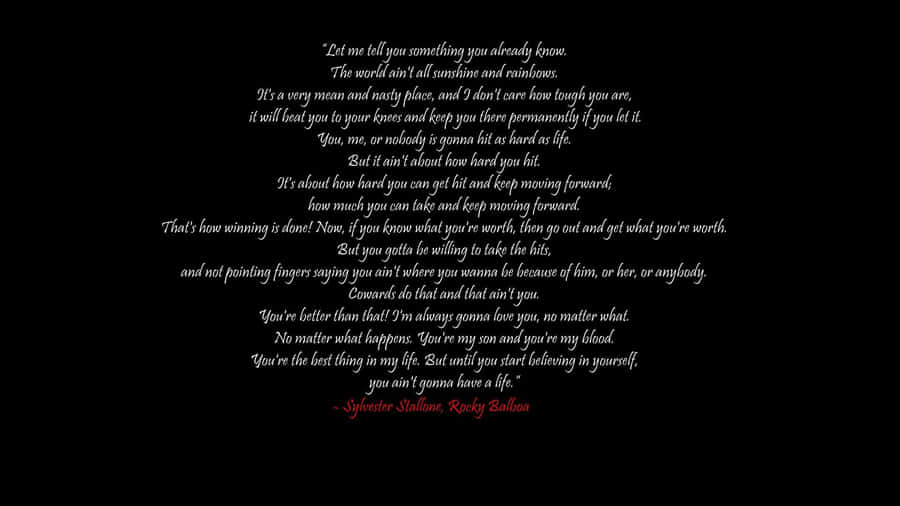 Sylvester Stallone Rocky Balboa Quote Wallpaper