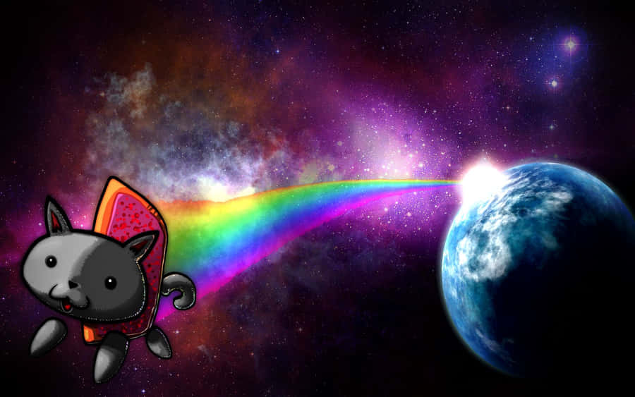 Take A Trip To The Galaxies With Galaxy Cat Wallpaper