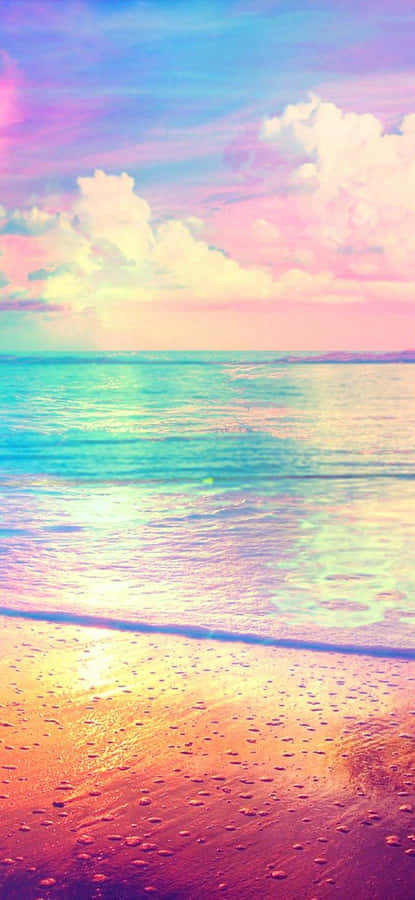 Take In The Soft Peaceful Colors Of The Horizon During Sunset At Pastel Beach Wallpaper
