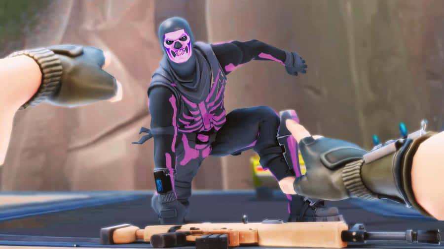 Taking Fashion To The Future With Purple Skull Trooper Wallpaper
