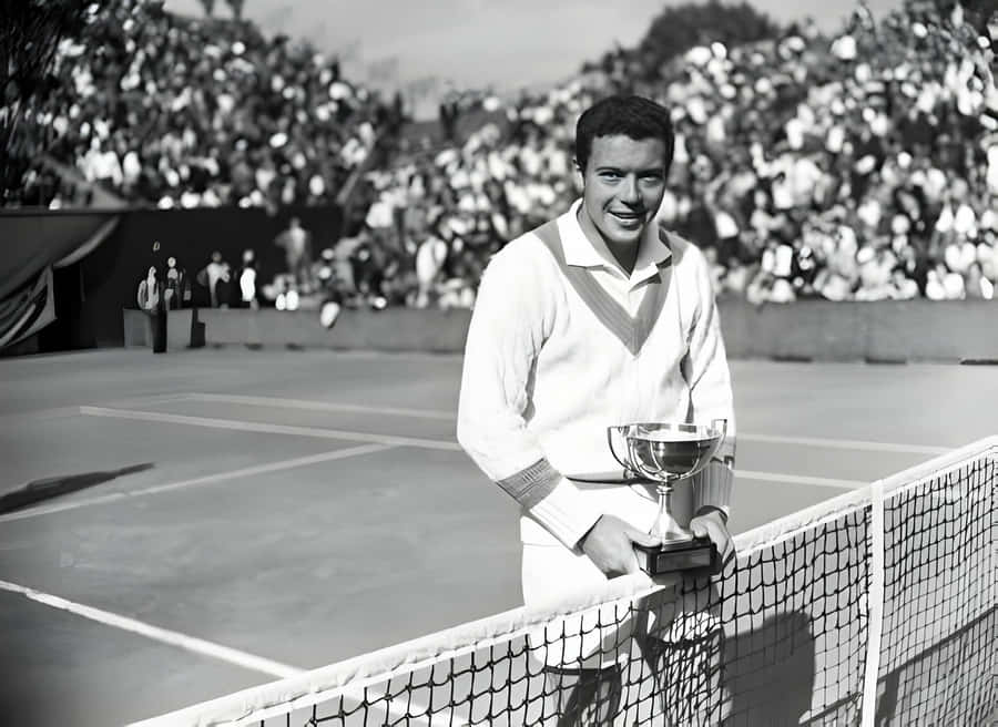 Tennis Champion Vintage Blackand White Wallpaper