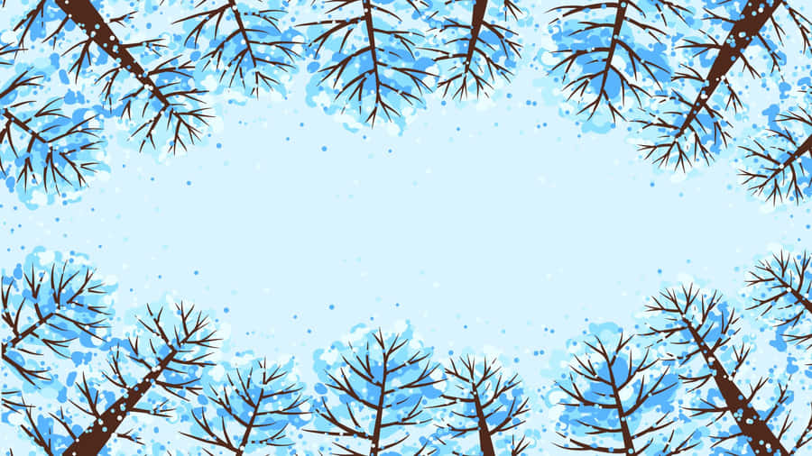 The Fresh Winter Air Glimmers Through The Cloudy Trees In The Forest. Wallpaper