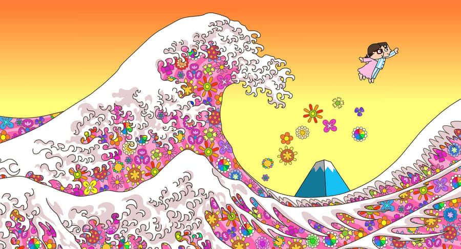 The Great Wave Florals Wallpaper