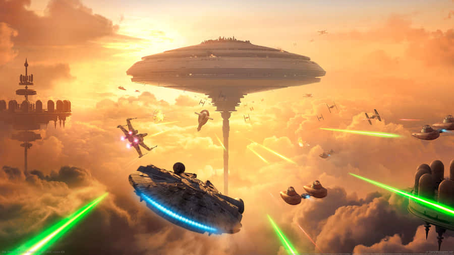 The Iconic Millenium Falcon From The Star Wars Saga. Wallpaper