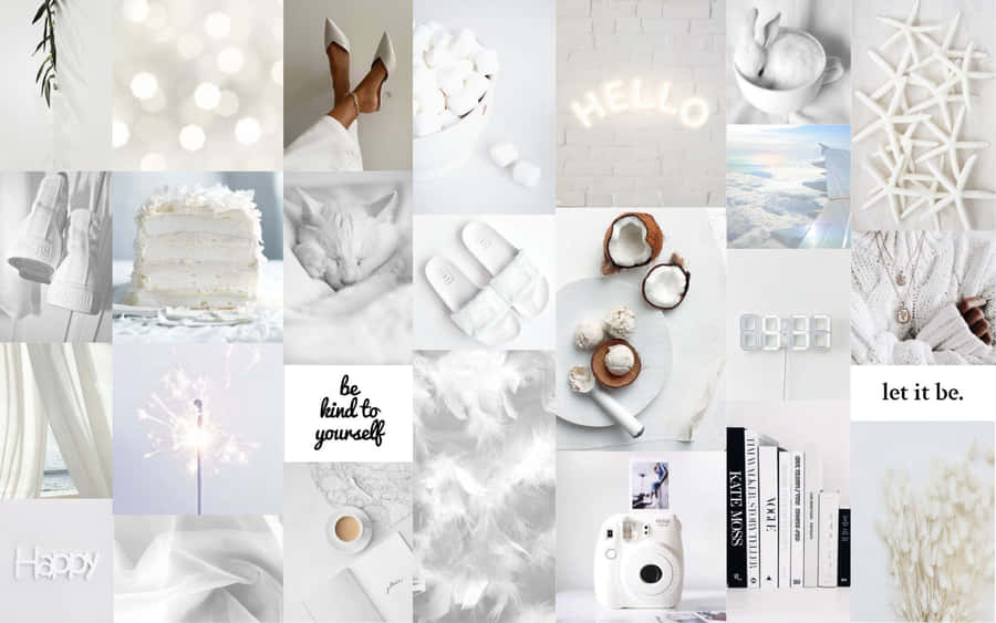 The Perfect Accessory For Your White Aesthetic Setup - A Sleek And Stylish Laptop Wallpaper
