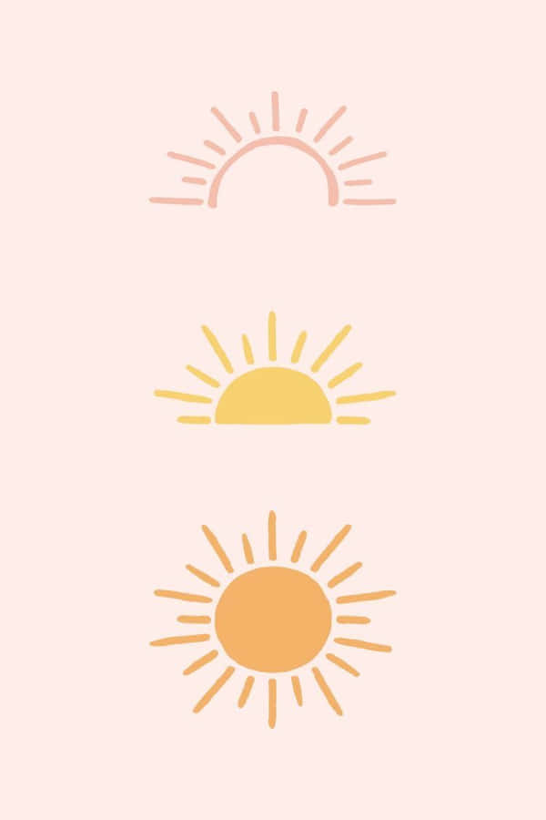 Three Suns On A Pink Background Wallpaper