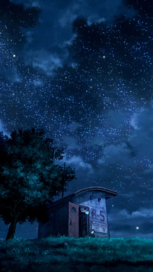 Tiny Cottage Under The Night Sky Elegant Iphone Wallpaper