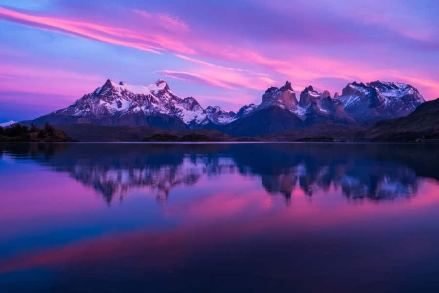 Torres Del Paine Sunset Reflection Wallpaper