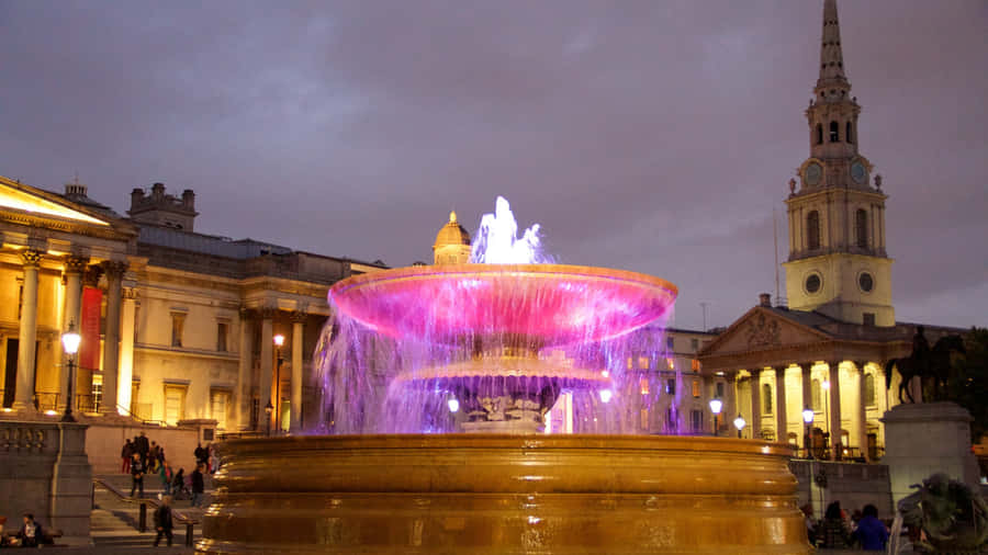 Trafalgar Square Colorful Fountain Wallpaper