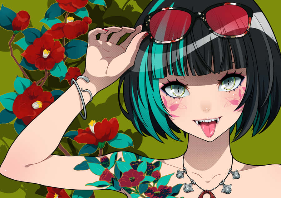 Trendy Sunglasses On A Colorful Beach Scene Wallpaper