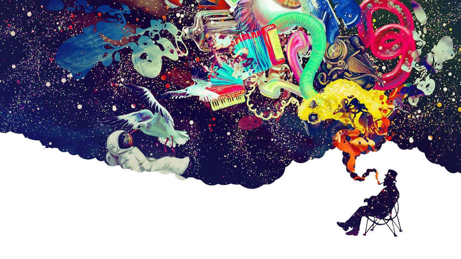 Trippy Astronaut In Space Old Man's Dream Wallpaper