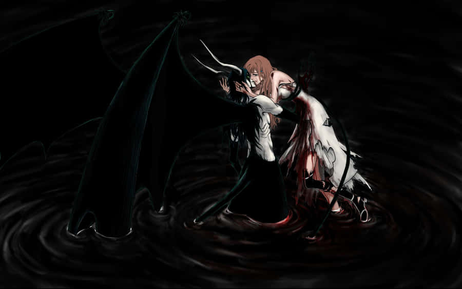 Two Anime Characters Standing In Water Wallpaper