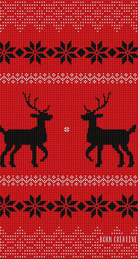 Two Deer With Antlers Red Knit Sweater Wallpaper