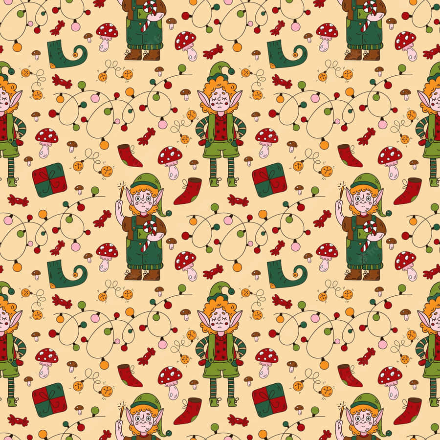 Two Happy Christmas Elves Ready For The Holidays. Wallpaper