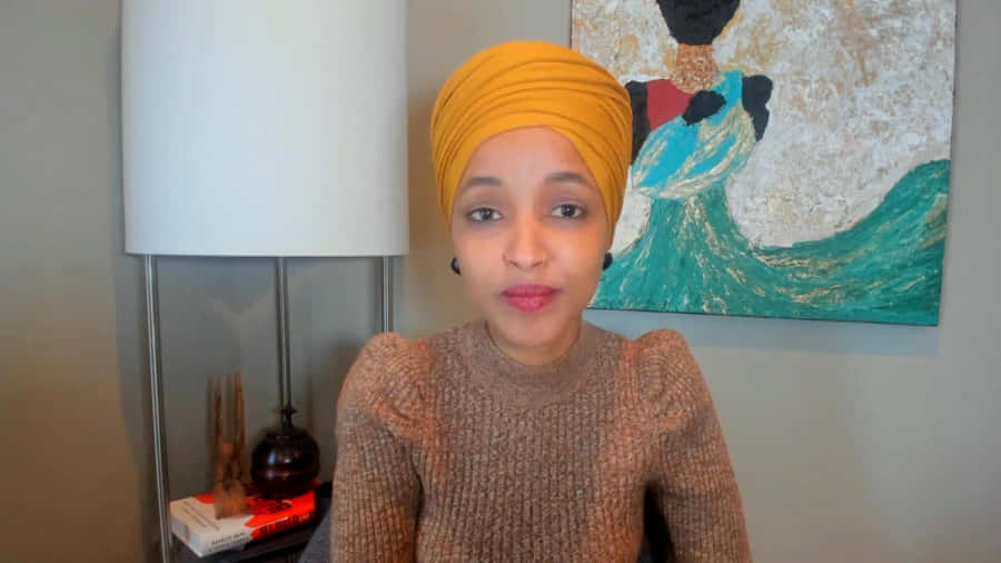 U.s. Representative Ilhan Omar During An Online Meeting Wallpaper
