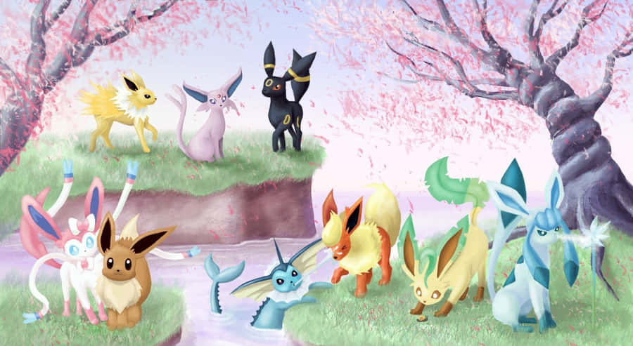 Unite To Form The Powerful Eeveelution Squad Wallpaper