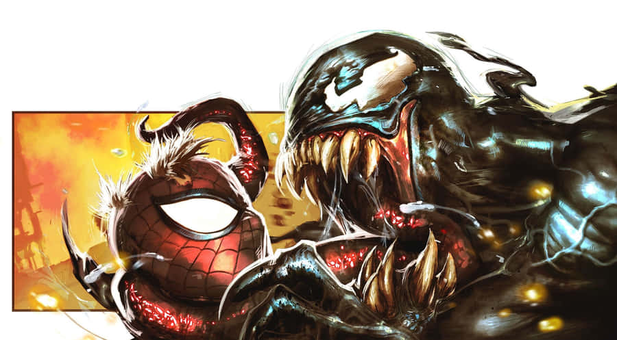 Venom Spider Man Stands Ready For Battle Wallpaper