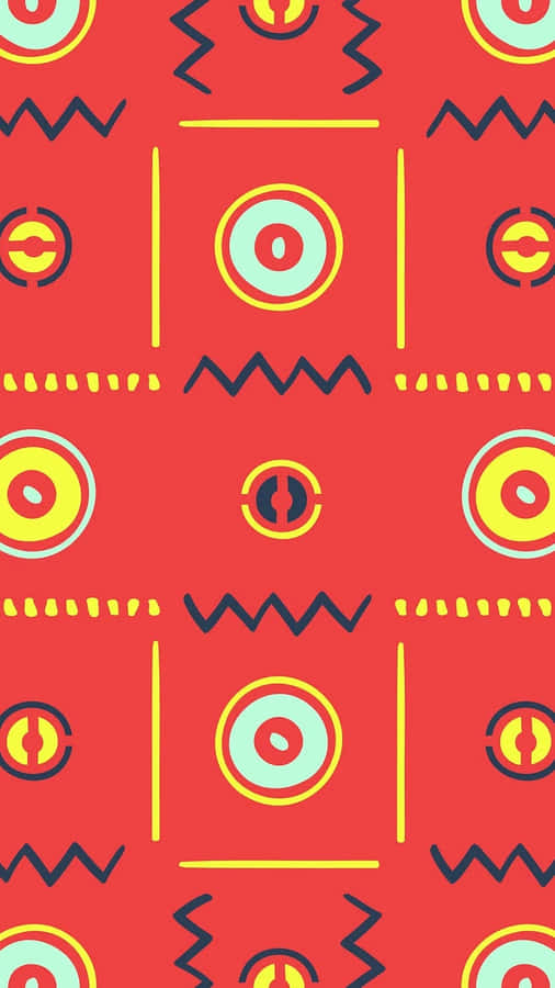 Vibrant Aztec Pattern Red Background Wallpaper