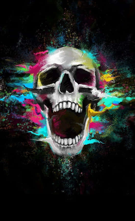 Vibrant Skull Artwork Wallpaper