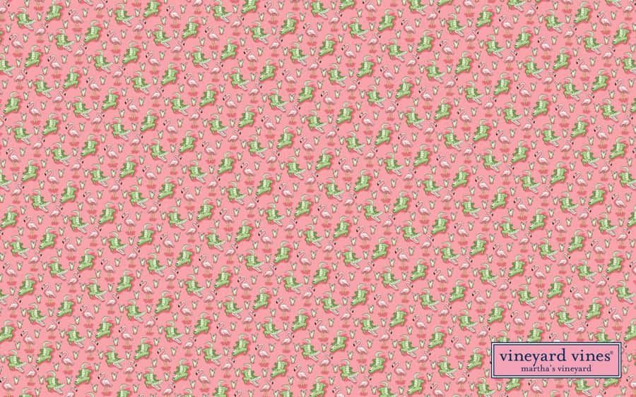 Vineyard Vines Green And Pink Flowers Wallpaper
