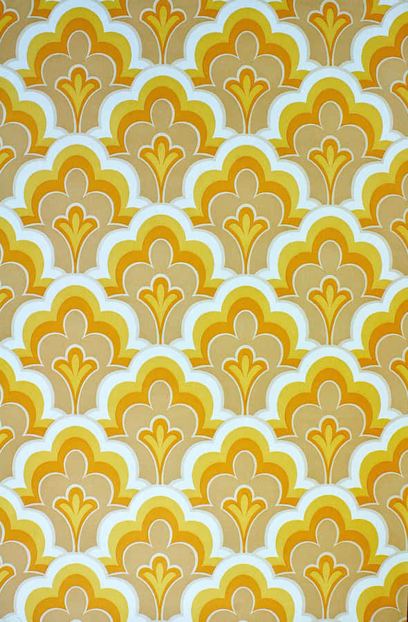 Vintage 60s Geometric Pattern In Yellow Wallpaper