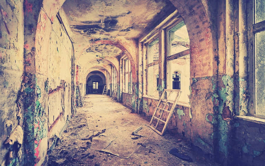 Vintage Desktop Abandoned Hallway Wallpaper