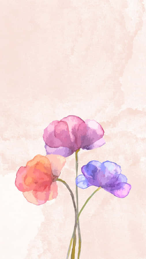 Watercolor_ Trio_of_ Flowers Wallpaper