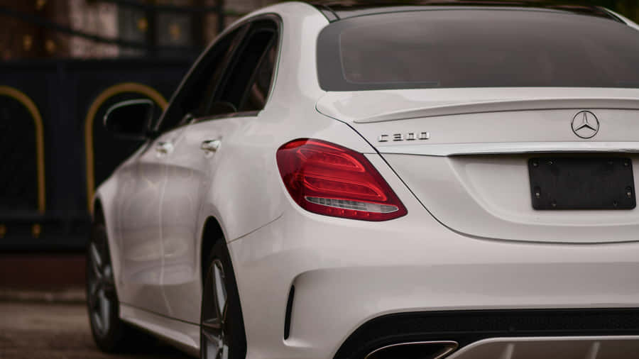 White Mercedes C-class 4k Wallpaper