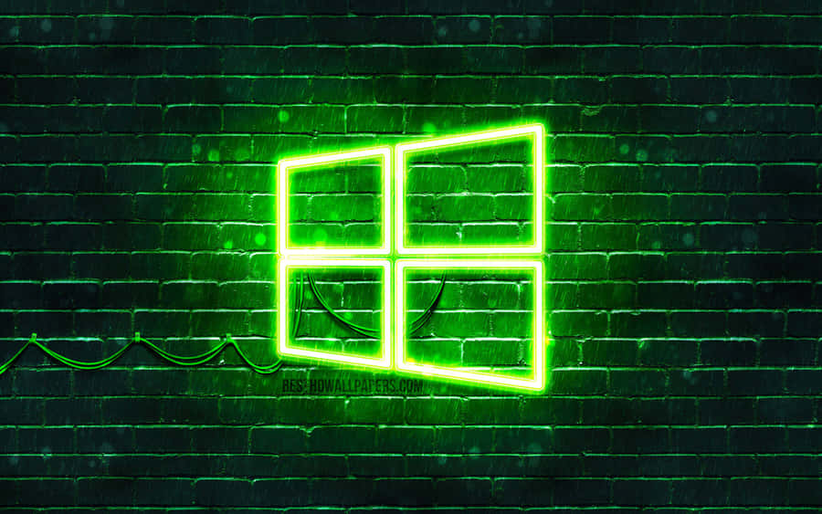 Windows 10 Logo Neon Green Wall Wallpaper
