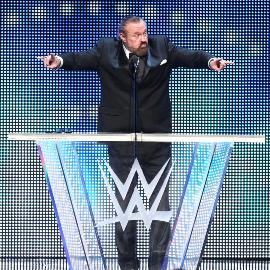 Wrestling Legend Speakingat W W E Event Wallpaper