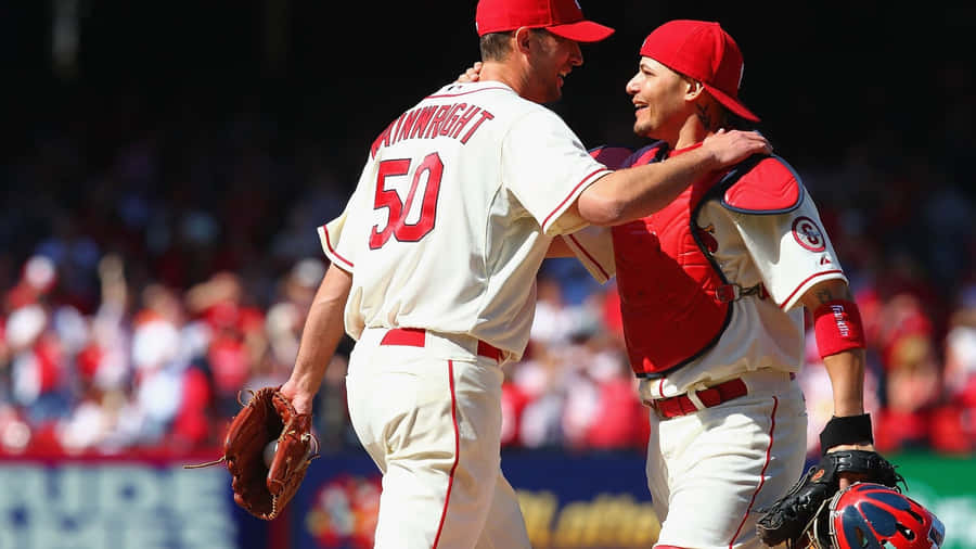 Yadier Molina Reacts To A Home Run Hit By His St. Louis Cardinals. Wallpaper