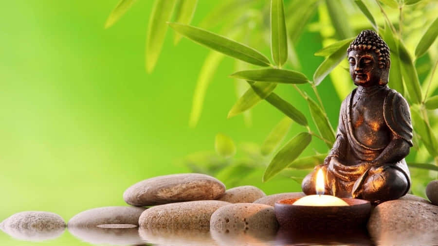 Zen Desktop Buddha Statue Candle Wallpaper