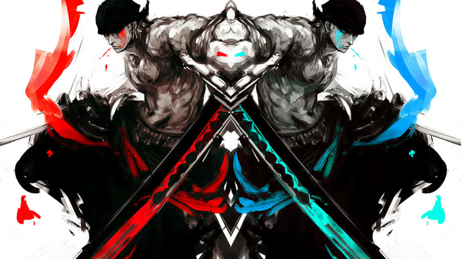 Zoro Wano Red Blue Sword Wallpaper