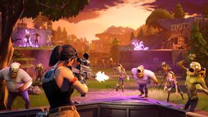 1080 Fortnite Lara Croft Zombies Wallpaper