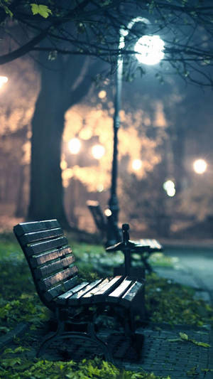 1080p Hd Bench Near Lamp Post Wallpaper