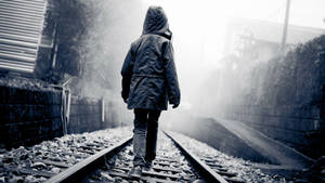 1080p Hd Child On Train Tracks Wallpaper