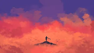 1080p Minimalist Sunset Painting Wallpaper