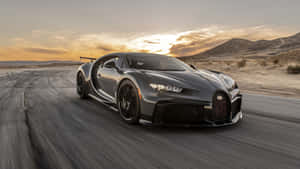 1920 X 1080 Car Glossy Black Bugatti Chiron Wallpaper