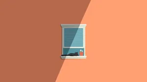 1920 X 1080 Minimalist Orange Wall With Window Wallpaper
