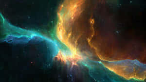 1920 X 1080 Nebula Blue Green And Orange Wallpaper