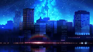1920 X 1080 Night City Blue Clouds Wallpaper
