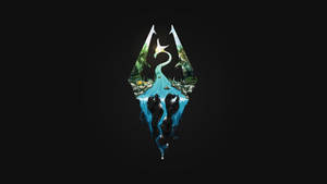 1920 X 1080 Skyrim Waterfalls Logo Wallpaper