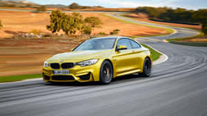 1920x1080 Bmw Golden M4 Curved Road Wallpaper