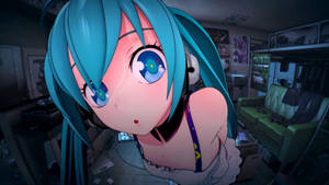 1920x1080 Full Hd Hatsune Miku Peeking At Camera Wallpaper