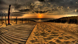 1920x1080 Full Hd Wooden Steps On Sand Wallpaper