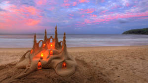 1920x1080 Hd Summer Beach Sand Castle Wallpaper