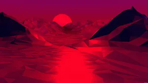 1920x1080 Red Abstract Mountain & Sunset Wallpaper